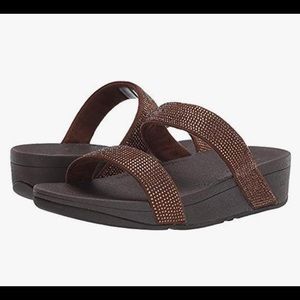 Women's Fit Flop Lottie Shimmercrystal Slide Gold Fabric